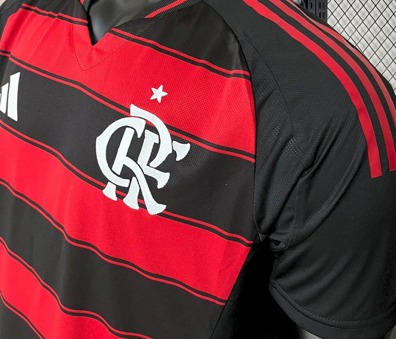 CAMISA VERSÃO PLAYER DO FLAMENGO 24/25 VERMELHO E PRETO