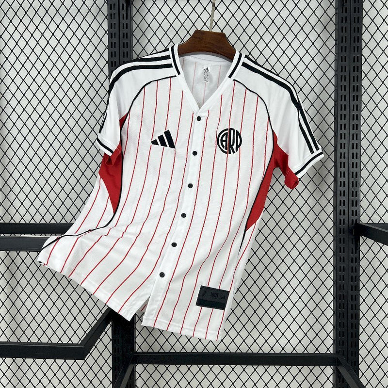 CAMISA DE BASEBOL DO RIVER PLATE 25/26 BRANCO E VERMELHO